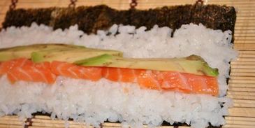 маки суши с лососем и авокадо