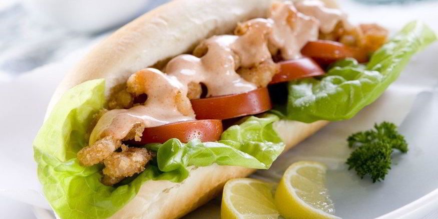 Рецепт по-боя сэндвич с жареными креветками