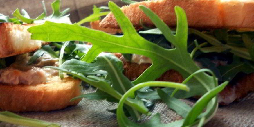 Рецепт сэндвича с тунцом, руколой и горчицей