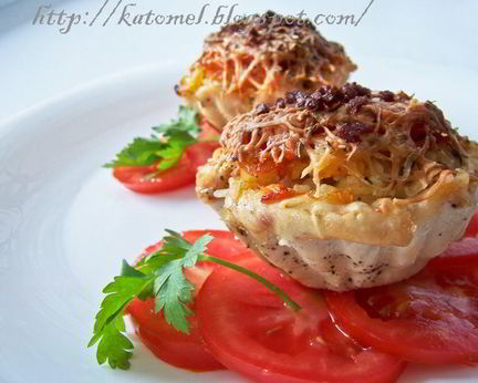 Тарталетки из куриного филе с сочной начинкой