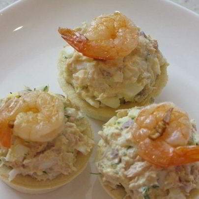 Тарталетки с горбушей консервированной