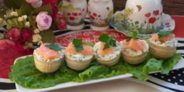 тарталетки с творожным сыром и семгой