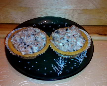 Тарталетки с ветчинно-сырной закуской