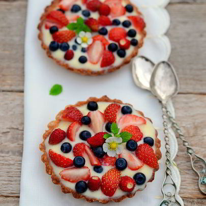 Тарталетки с заварным кремом и клубникой