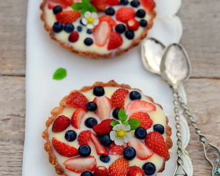 Тарталетки с заварным кремом и клубникой