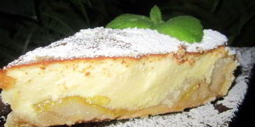 тарт с карамелизированными фруктами и творожным пудингом