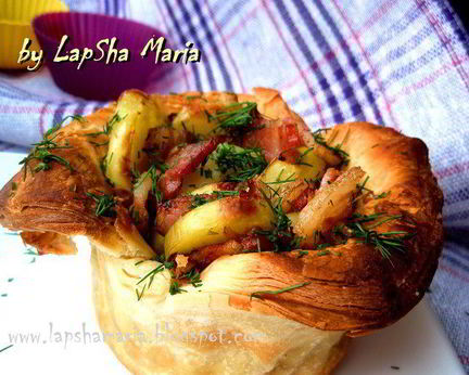 Тарт с картофелем и беконом