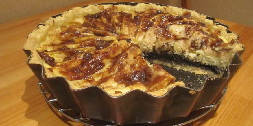 Рецепт тарта с маком, творогом и яблоками