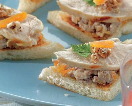 Тосты с куриной грудкой и паштетом из бобов