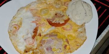 яичница с креветками