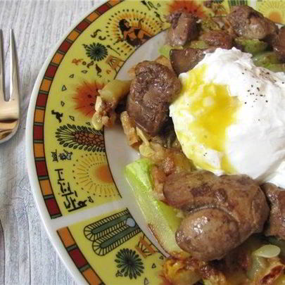 Яичница с печенкой