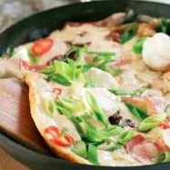 Рецепт Яичницы с шампиньонами, колбасками и сыром