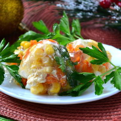 Овощное заливное в яичной скорлупе