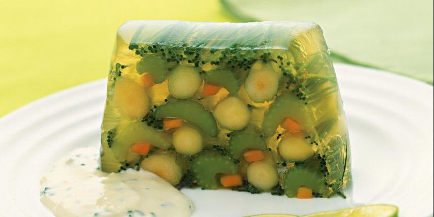 Рецепт заливного из сельдерея, моркови и спаржи