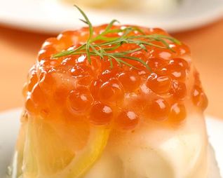 Заливное из сибаса c красной икрой