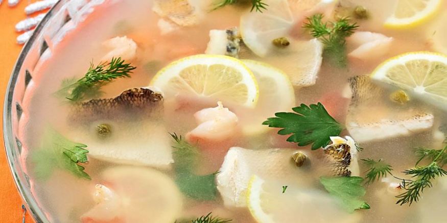 Рецепт заливного из судака и креветок