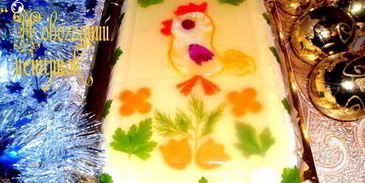 заливное новогодний петушок