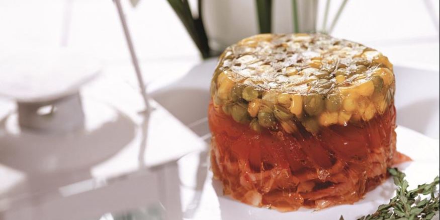 Рецепт заливного с горошком и кукурузой