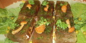 заливное с ветчиной и опятами