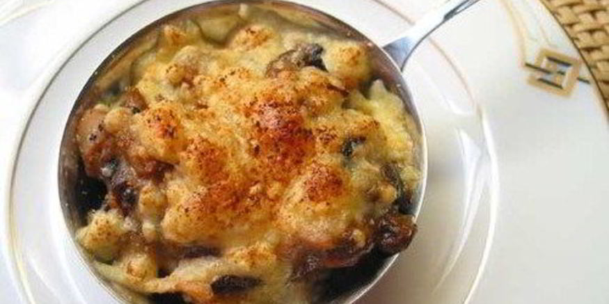 Рецепт жюльена из мидий с креветками и грибами